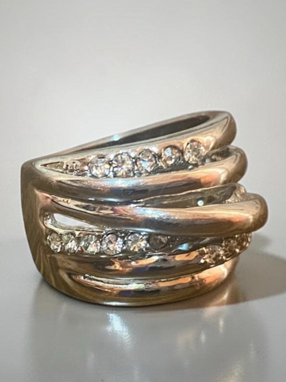 CHUNKY Y2K COCKTAIL RING Right Hand Dinner Statement Vintage Silver (Tone) SZ 7